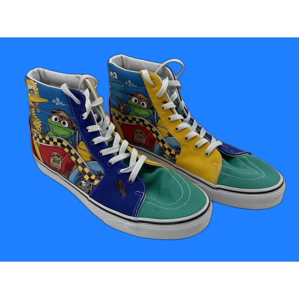 Vans Sesame Street High Tops Oscar Big Bird Cookie Monster AOP Sneakers 12.0